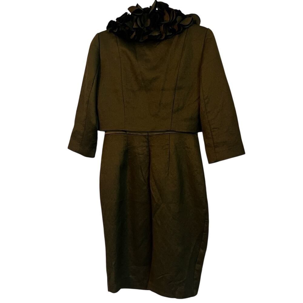 Adrianna PAPELL  dark green shimmer Dress Size 4 - Picture 4 of 8